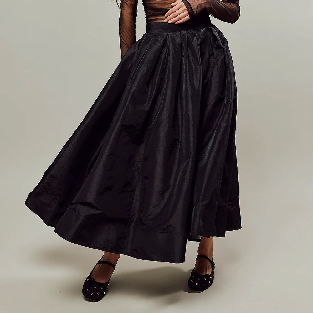 NWT Free People Emilia Full Skirt Maxi Black High-rise Size M